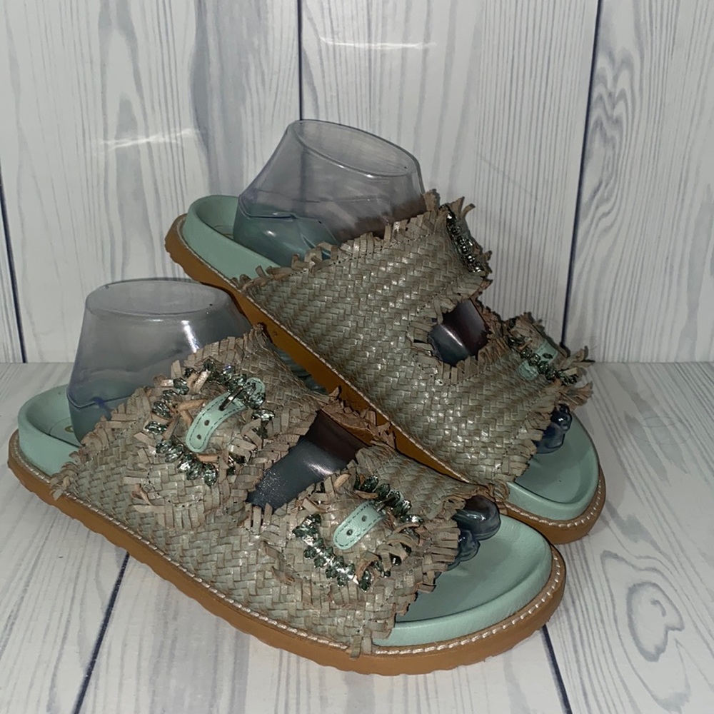 Coral Blue Woven Slide